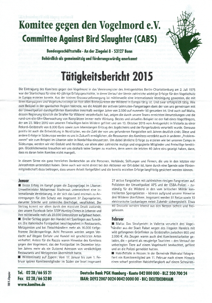 Komitee gegen den Vogelmord 2015-102022016