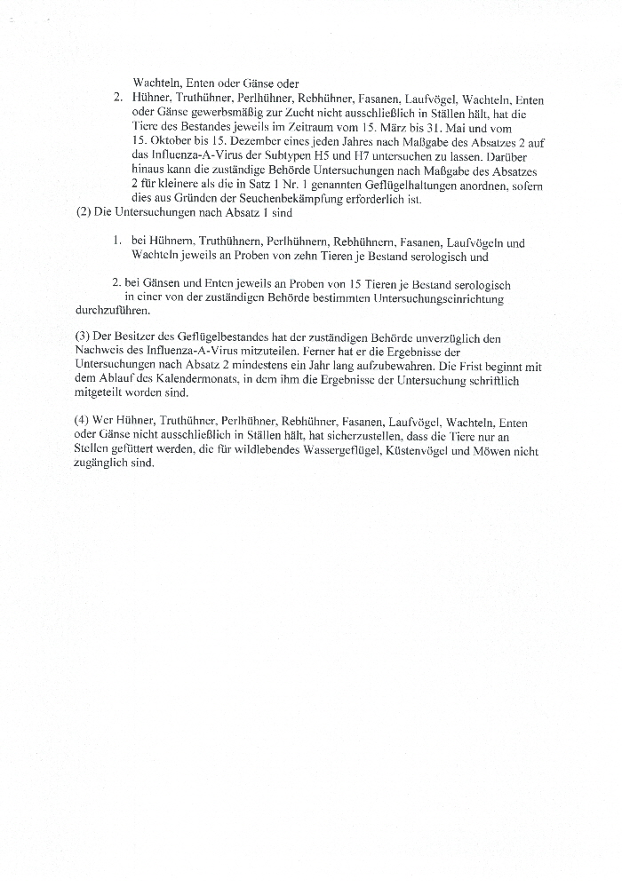 Verordnung zum Schutz gegen die Vogelgrippe15112016_0002